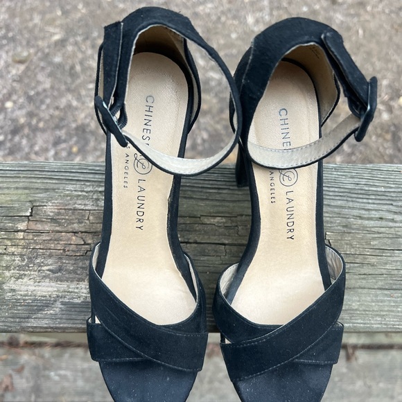 CHINESE LAUNDRY Chunky PLATFORM HEEL Open Toe Shoes Sz 6 1/2 - Picture 5 of 10